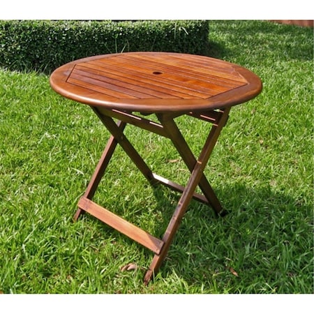International Caravan 32 in. Round Wood Folding Table VF4117